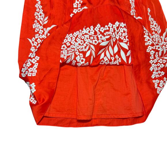 Antonio Melani Embroidered Floral Red Dress Knee Length Size 2 Bright Preppy - Picture 10 of 13